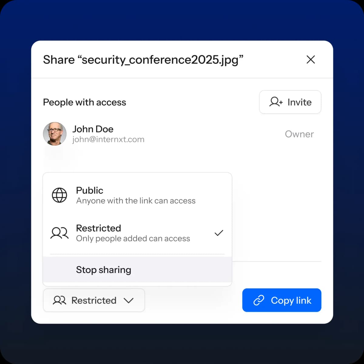 Encrypted photo album shared via secure link